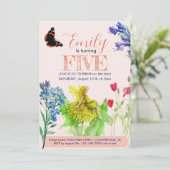 Invitation Petite fée et fleurs sauvages (Debout devant)