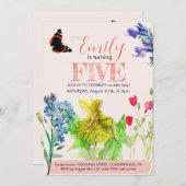 Invitation Petite fée et fleurs sauvages (Devant / Derrière)