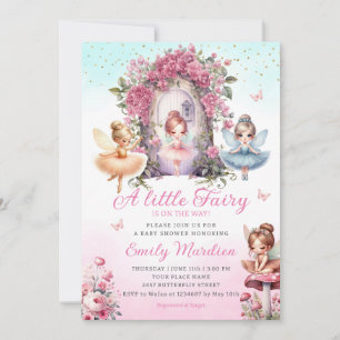Invitation Petite Fée fille Baby shower Boho Pink Flower