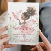 Invitation Petite Fée Noire Ballerine Fête d'anniversaire