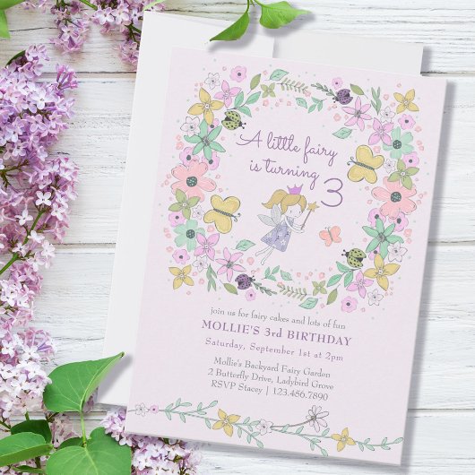 Invitation Petite Fée Whimsical Flower Jardin Fille Anniversa