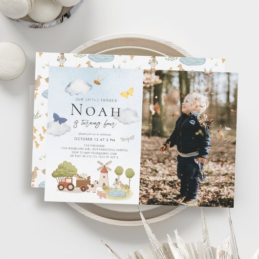 Invitation Petite ferme agricole Animaux d'anniversaire de na