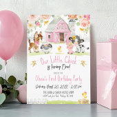 Invitation Petite Ferme Fille Fleur Fête d'Anniversaire de la