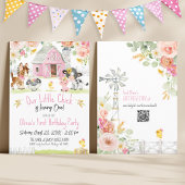 Invitation Petite Ferme Fille Fleur Fête d'Anniversaire de la