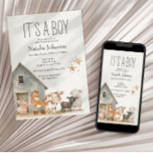 Invitation Petite ferme Nursery Animaux Baby shower garçon