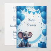 Invitation Petite fête d'anniversaire de l'éléphant 🐘 (Devant / Derrière)