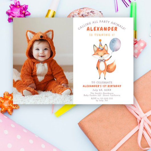Invitation Petite fête d'anniversaire de Renard