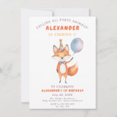 Invitation Petite fête d'anniversaire de Renard (Devant)