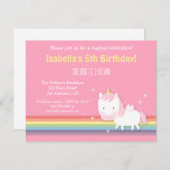 Invitation Petite fête d'anniversaire des filles roses arc-en (Devant / Derrière)