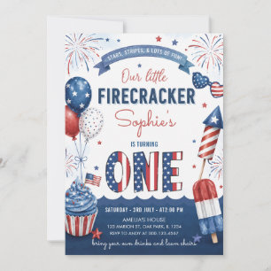 Invitation Petite Fête d'anniversaire du 14 juillet pour un f