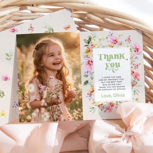 Invitation Petite fête d'anniversaire fleur sauvage photo mer