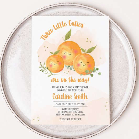 Invitation Petite Fête de Bébé au Citron Orange Cutie
