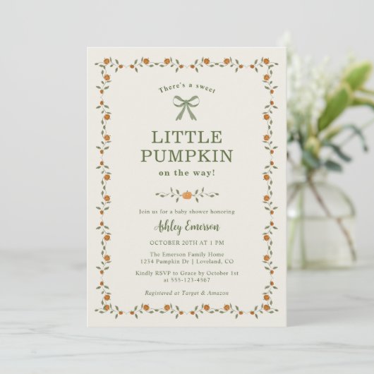 Invitation Petite Fête de Bébé Citrouille (Debout devant)