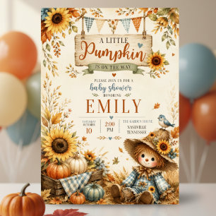 Invitation Petite Fête de Bébé Citrouille Épouvantail Tournes