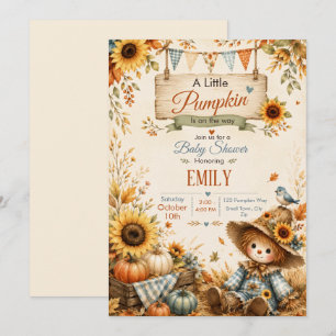 Invitation Petite Fête de Bébé Citrouille Épouvantail Tournes