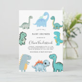 Invitation Petite Fête de Bébé Dinosaure Mignon (Debout devant)
