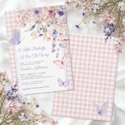 Invitation Petite Fête de Bébé Fleur de Papillon