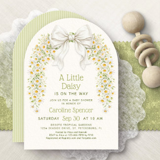 Invitation Petite Fête de Bébé Fleur Sauvage Petite Marguerit