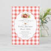 Invitation Petite Fête de Bébé Gingham Lovebug  (Debout devant)