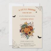 Invitation Petite Fête de Bébé Halloween Rustique de Citrouil (Devant)