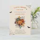 Invitation Petite Fête de Bébé Halloween Rustique de Citrouil (Debout devant)
