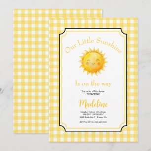 Invitation Petite Fête de Bébé Little Sunshine Jaune Soleil