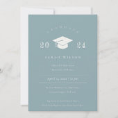 Invitation Petite fête de Graduation Simple Dusky Blue Grey (Devant)