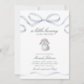 Invitation Petite Fête de Naissance de Lapin | Garçon Bleu Pr (Devant)