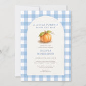 Invitation Petite Fête de Naissance Garçon Gingham Bleu Citro (Devant)