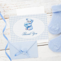 Petite Fête de Naissance Ourson en Vichy Bleu