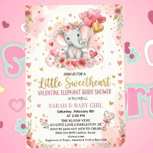 Invitation Petite fête prénatale pour bébé éléphant Saint-Val