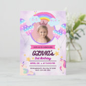 Invitation Petite Fille Anniversaire Unicorn Party (Debout devant)