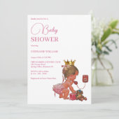 Invitation Petite Fille Avec Un Baby shower De Couronne (Debout devant)