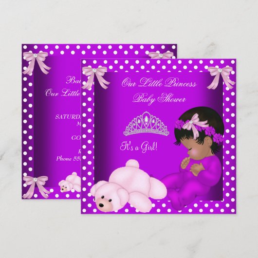 Invitation Petite fille Baby shower afro-américaine (Devant / Derrière)