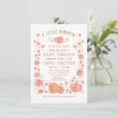 Invitation Petite fille Baby shower Citrouille (Debout devant)