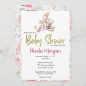 Invitation Petite fille baby shower invitation, Lapin (Devant / Derrière)