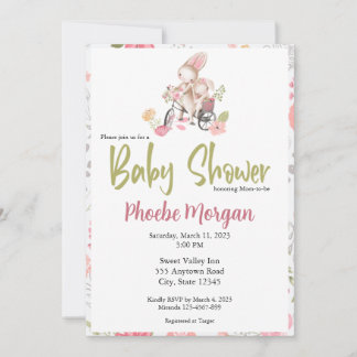 Invitation Petite fille baby shower invitation, Lapin