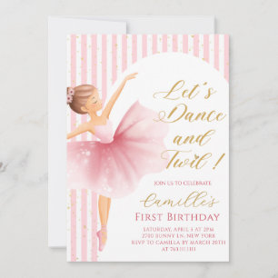 Invitation Petite fille Ballerina anniversaire fête Invitatio