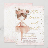 Invitation Petite fille Ballerina anniversaire fête Invitatio (Devant / Derrière)