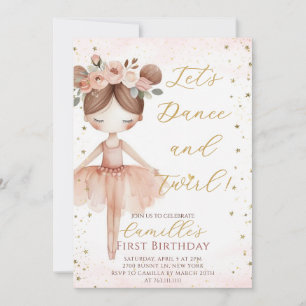 Invitation Petite fille Ballerina anniversaire fête Invitatio