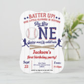 Invitation Petite fille, Baseball, Garçon, Premier anniversai (Debout devant)