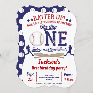 Invitation Petite fille, Baseball, Garçon, Premier anniversai