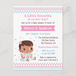 Invitation Petite fille-bébé de Senorita Baby shower mexicain