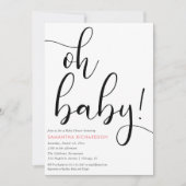 Invitation Petite fille blanche noire simple et rose (Devant)