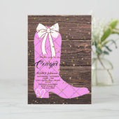 Invitation Petite fille Bootie Baby shower en bois Brown Invi (Debout devant)