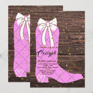 Invitation Petite fille Bootie Baby shower en bois Brown Invi