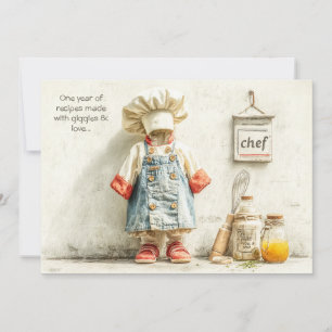 Invitation Petite Fille Chef – 1er Anniversaire de Cuisine Am