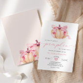 Invitation Petite fille Citrouille Baby shower Bow rose coque