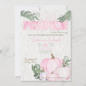 Invitation Petite fille Citrouille Baby shower rose (Devant)