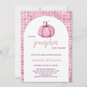 Invitation Petite fille Citrouille rose Baby shower (Devant)